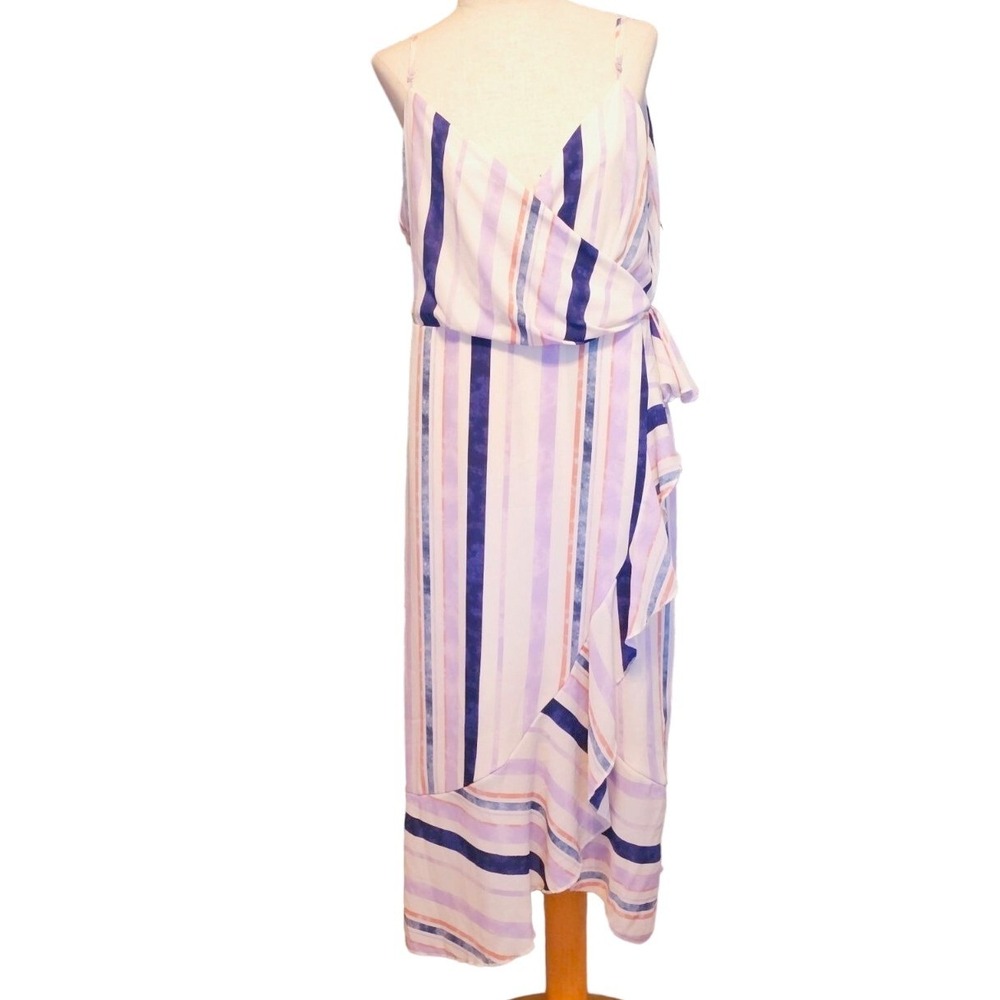 David Britton‎ cross frontfaux wrap Dress size Large purple summer adjustable